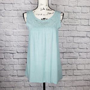 Cable & Gauge Women's Dusty Turquoise Boho Sleeveless Top - No Size Tag - Size S